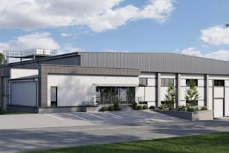 render 3d warehouse facility, logistics hubs, industrial plants, factory layout