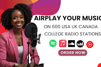 airplay your music on 600 USA UK canada college radio stations