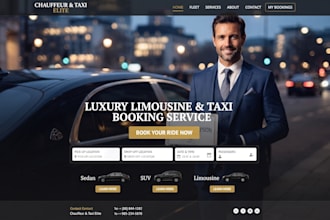 design limousine website, chauffeur website, taxi booking website, taxi website