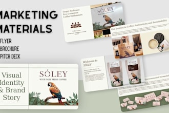 create flyer, brochure, pitch deck and marketing materials