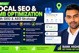 do monthly local SEO,gmb optimization with GEO,aeo strategy