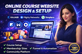 kajabi website, mighty network, simplero, podia course, online course website