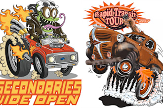 create monster rat fink kustom kulture hot rod cartoon merchandise art style