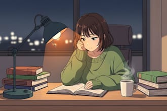 draw custom aesthetic lofi girl character illustration in cozy anime style