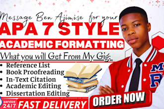edit, proofread, format, and cite your thesis, or academic paper in apa 7 style