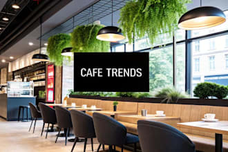 futuristic 3d interior coffee shop design,lounge, restaurant layout,3d element