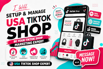 setup tik tok shop, manage USA tiktok shop, be your tiktok shop marketing expert