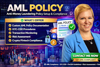 write aml policy, kyc compliance and risk assessment docs