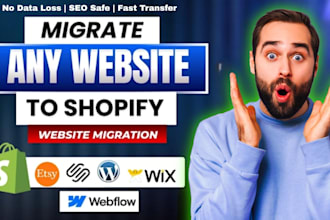 do wordpress to shopify migration, wix to shopify or squarespace to shopify