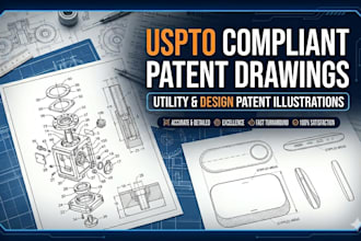 create uspto complaint patent drawings, utility and design patent illustrations