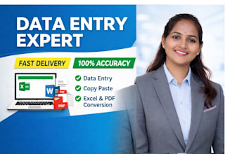 be your data entry expert for exel, copy paste and PDF tasks