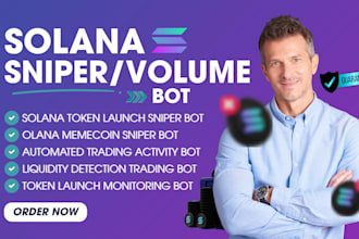 build a solana token launch sniper bot, volume bot or token launch trading bot