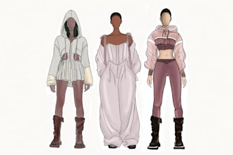 draw modern streetwear or athleisure fashion illustration