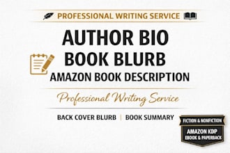 write your author bio, book blurb, and amazon book description