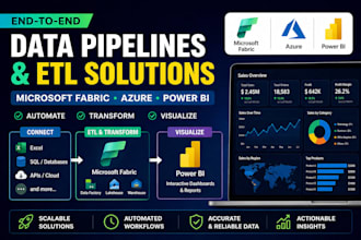 build etl pipelines and data engineering in azure microsoft fabric, power bi