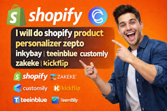 do shopify product personalizer zepto inkybay teeinblue customly zakeke kickflip