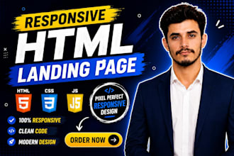 design and develp premium responsive HTML css landing page