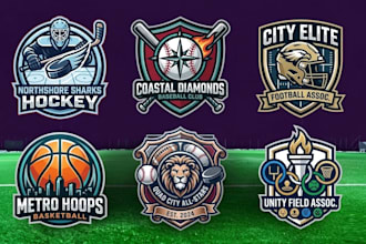 design football, baseball, basketball and hockey sports team logo design