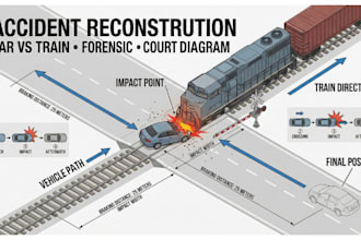 illustrate crash and derailment accident reconstruction scenes trial legal court
