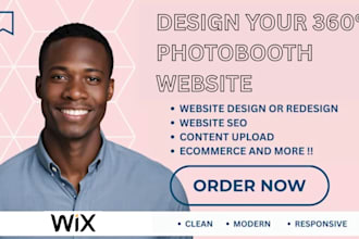 design or redesign wix 360 photobooth website, photography party rental website