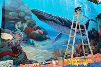 design a unique underwater wall art concept high detail ocean scene mural design