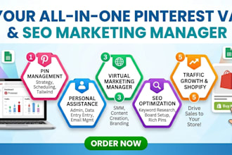 pinterest personal assistant virtual marketing manager seo traffic growth shopif