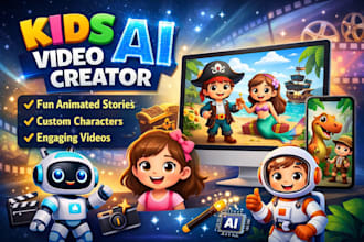 create youtube intro and outro, logo animation and banner for kids channel