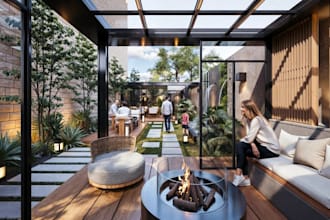 replan 3d garden design settings,outdoor retreat,glass porch,landscape rendering