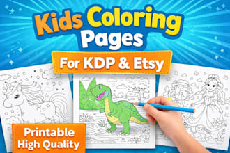 create kids coloring pages for amazon KDP and etsy