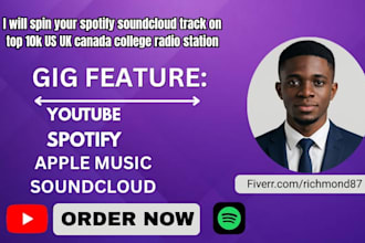 spin your spotify soundcloud track on top 10k US UK canada college radio station