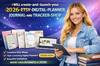 create and launch your 2026 etsy digital planner, journal and tracker shop