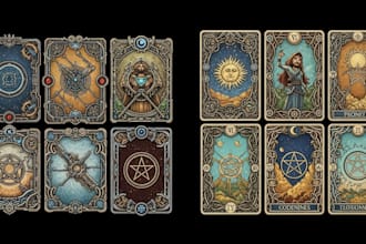 create custom card game and tarot cards with illustrations, card frame design
