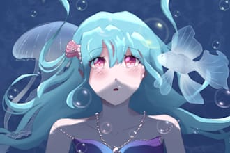 anime manga style illustration full color and background