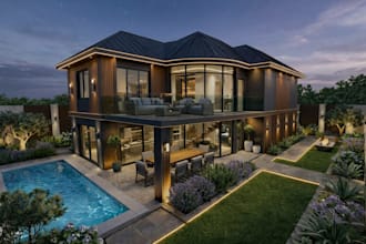 creative modern interior and exterior 3d render
