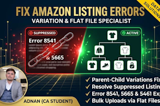 fix amazon listing variations parent child errors, and suppressed listing