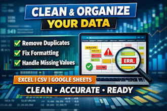 clean, format and organize your excel or CSV data