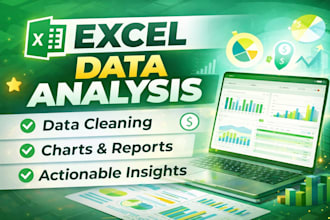 excel data analysis, create reports, charts and insights