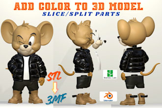 color and split 3d model, convert 2d to 3d stl or 3mf for multicolor printing