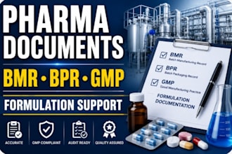 prepare pharma bmr bpr gmp and formulation documentation