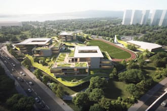 remodel 3d elementary school design,educational hub,urban centre,building facade