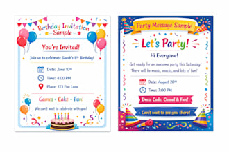 write birthday invitations, messages, and simple content