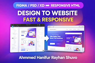 convert figma, xd, PSD to responsive HTML CSS website