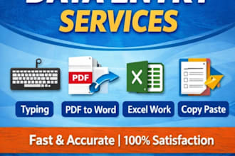 do fast and accurate data entry, typing and PDF to word work