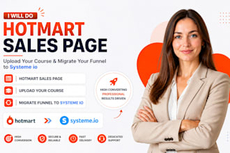 hotmart sales page, upload your course and migrate your funnel to systeme io