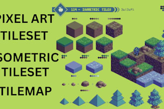 isometric pixel art tileset, tilemap, game assets, environment, 8bit, topdown