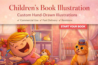 draw fun and colorful hand drawn children book illustrations