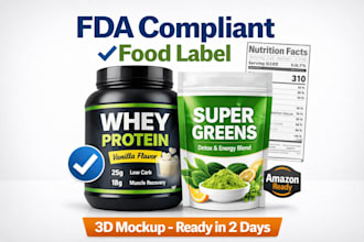 design fda compliant food label with 3d mockup fast