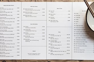 create food, salon, and other menus