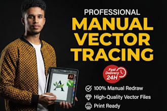 manually vector trace, redraw and convert your logo to high resolution fast