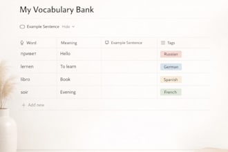create a custom notion language vocabulary builder
